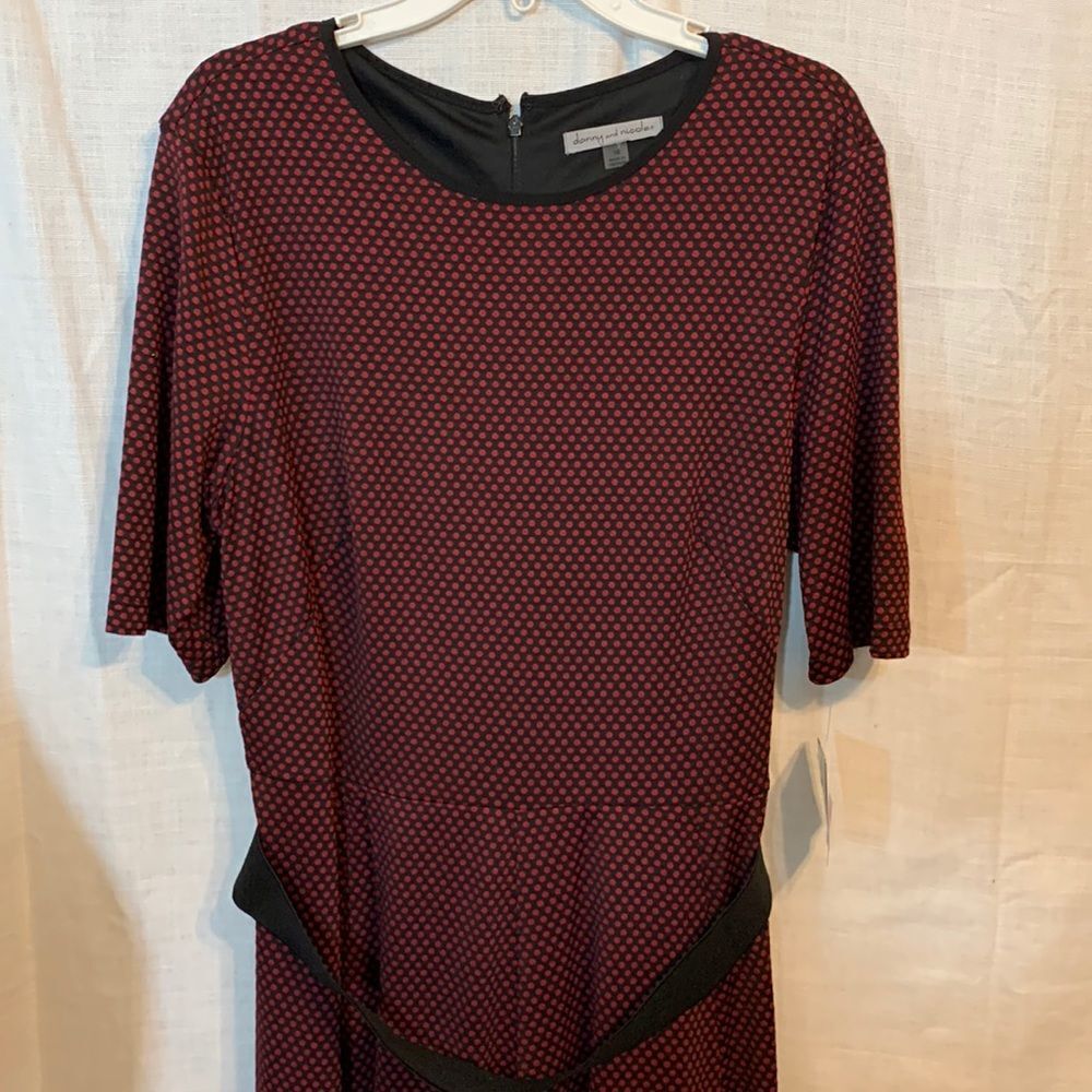 Danny and Nicole size 18 dress.  Brown with tiny red dots.  NWT